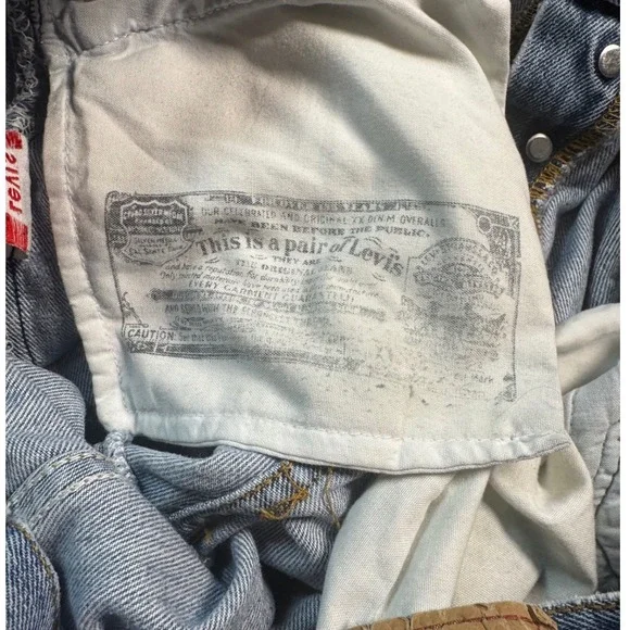 Levi Strauss 501 Button Fly Jeans Mens 90s VTG USA Straight Leg W34 L30 Hemmed - Picture 8 of 8